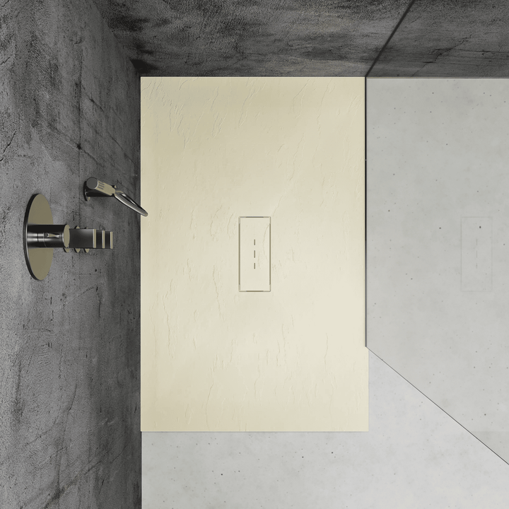 Romeo Ivory Sand Stone Shower Pan (48 x 36”) - top view
