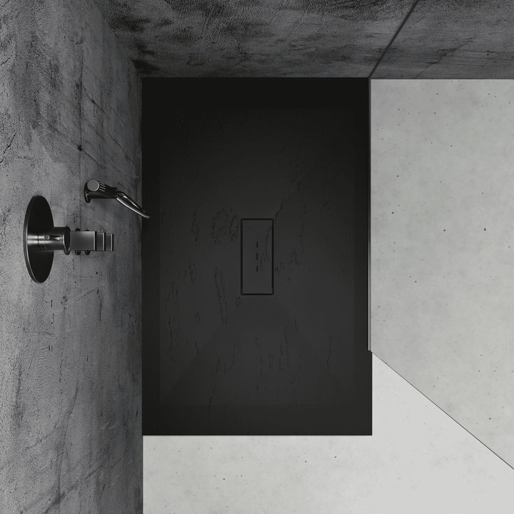 Romeo Black Stone Shower Pan (48 x 34”) - top view