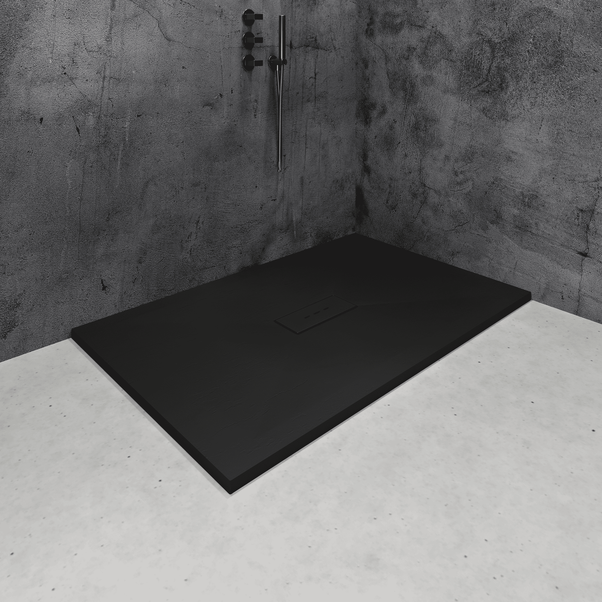 Romeo 60-Inch Shower Pan (60x34) - Matte Black | Hansel Stone