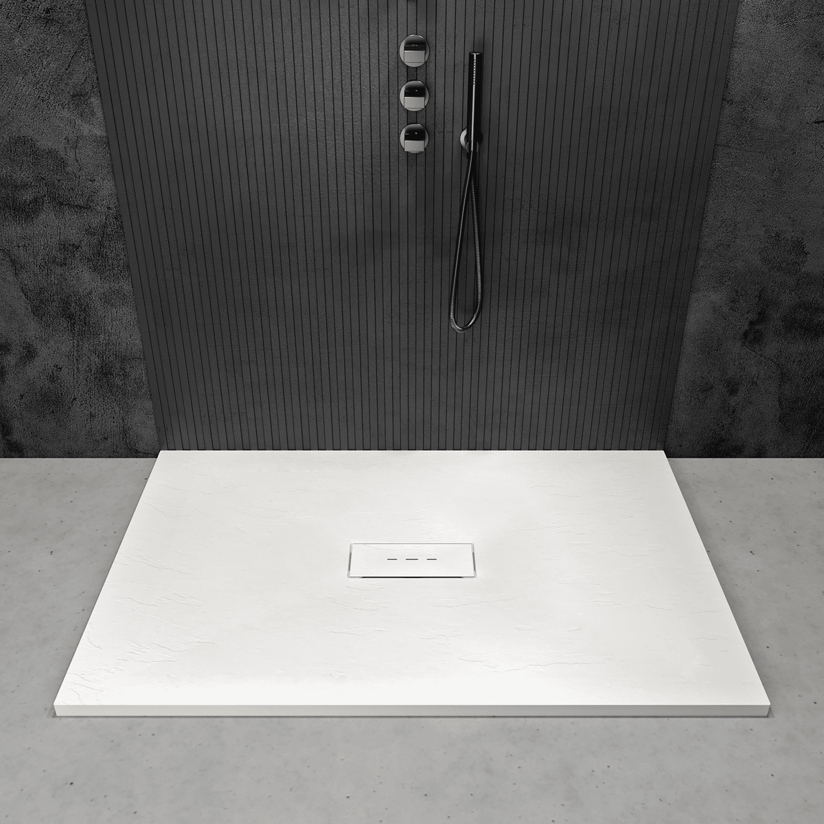 Luxury Romeo 60-Inch Shower Pan - White Stone | Hansel Stone