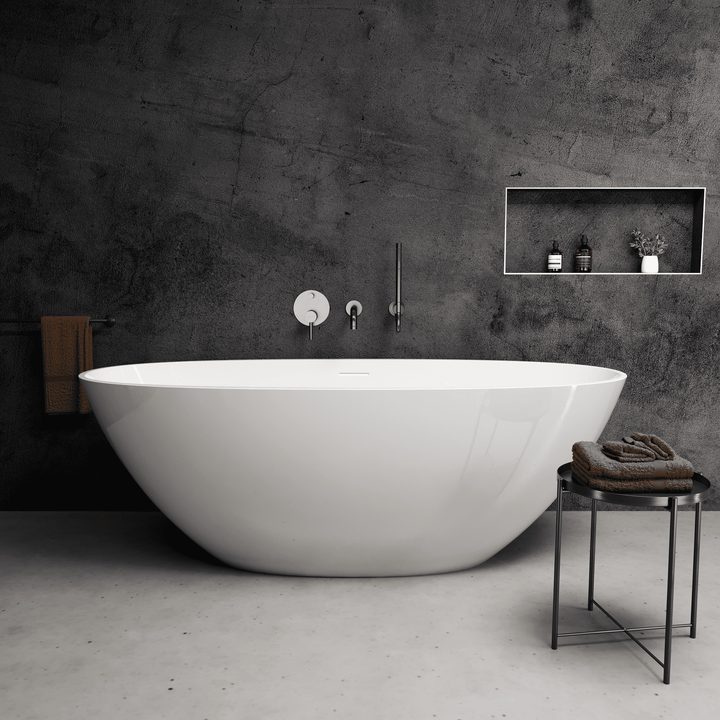 Arco 66-Inch Stone Freestanding Bathtub - Front View