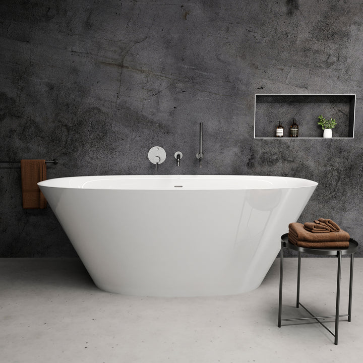 Ojo 66 Inch Freestanding Tub - White Stone Resin