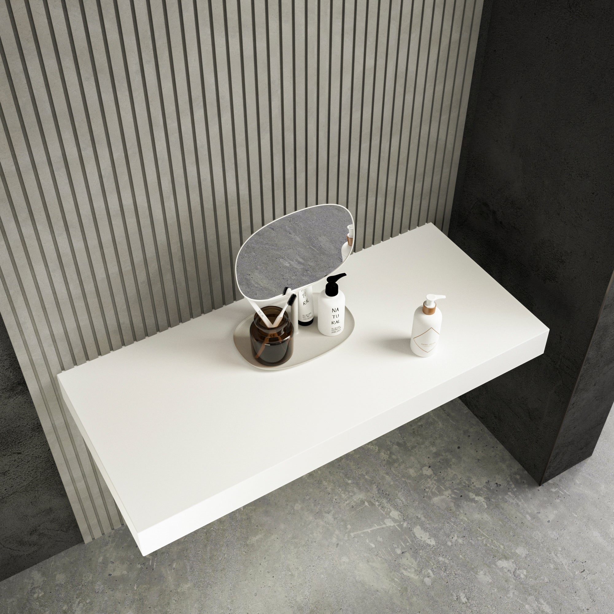 Levantar 48-Inch Bathroom Countertop - White | Hansel Stone