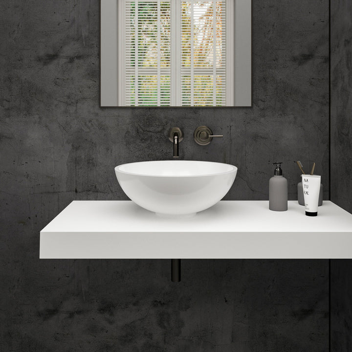 Esfera Countertop Polished White Stone Basin 420