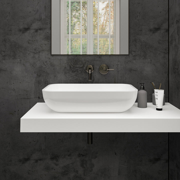 Eliptica Countertop White Stone Basin 480