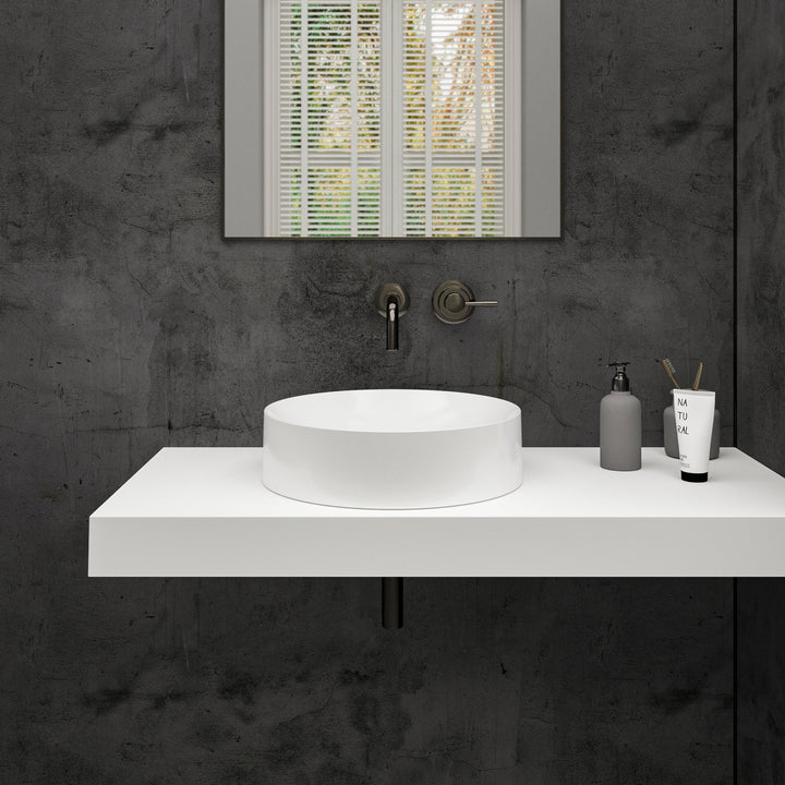 Cilindro Countertop White Stone Basin 400